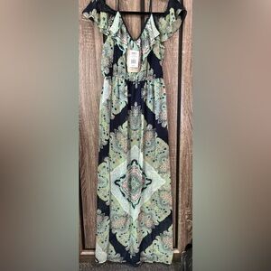 NWT~ Lily Rose Maxi Dress, Paisley Blues & Greens ~Sz M~